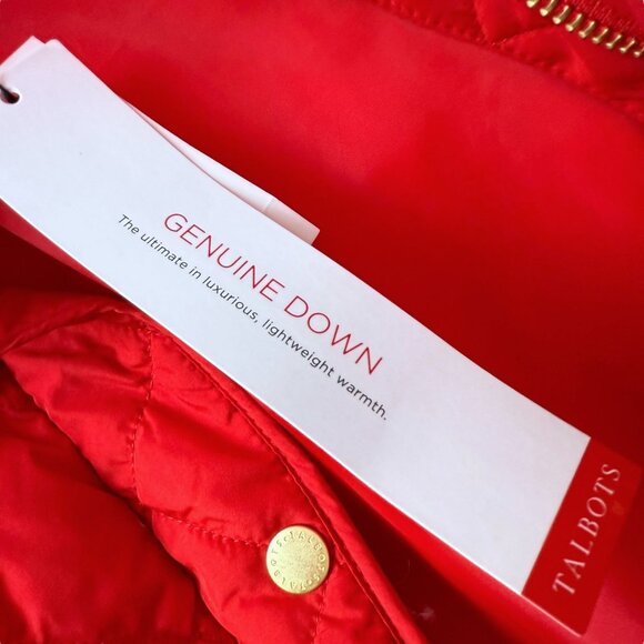 TALBOTS Quilted Down Vest Plus Size 2X Holiday Red Puffer Womens Jacket NWT - Picture 10 of 11